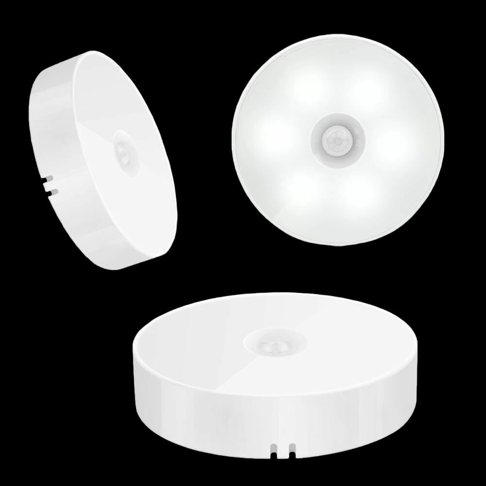 фото Набор из 3 беспроводных светодиодных LED светильников, ночник, лампа с датчиком движения на аккумуляторе