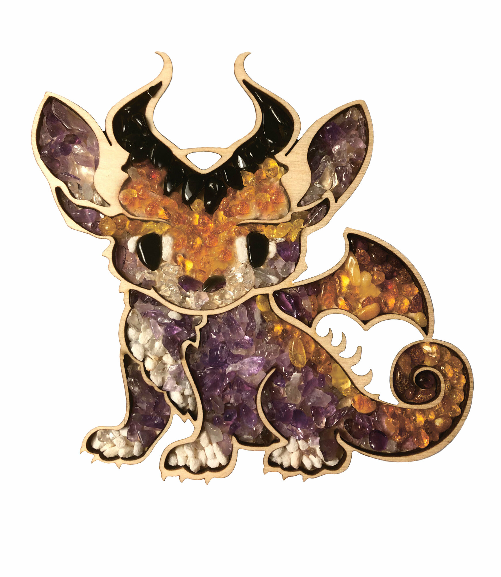 фото Набор для творчества, мозаика "Аметист" 10х10.5 см. серия "Волшебные Драконы"; балтийский янтарь, обсидиан, горный хрусталь, аметист