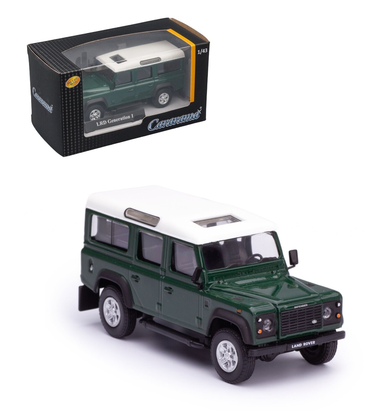 Cararama. Мини-модель 1:43 Land Rover Defender Generation 1 металл. зеленая арт.34331