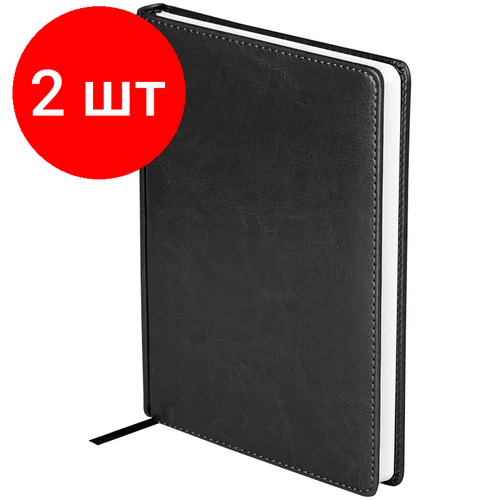 Комплект 2 шт, Ежедневник недатированный, А5, 136л, кожзам, OfficeSpace Nebraska, черный ежедневник недатированный a4 136л кожзам officespace nebraska черный