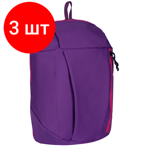 Комплект 3 шт, Рюкзак ArtSpace Simple Sport , 38*21*16см, 1 отделение, 1 карман, фиолет/розовый