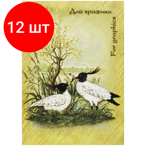 Комплект 12 шт, Блокнот для графики, 20л, А5 Лилия Холдинг Журавль, на гребне, 180г/м2 комплект 6 шт блокнот для графики 20л а5 лилия холдинг журавль на гребне 180г м2