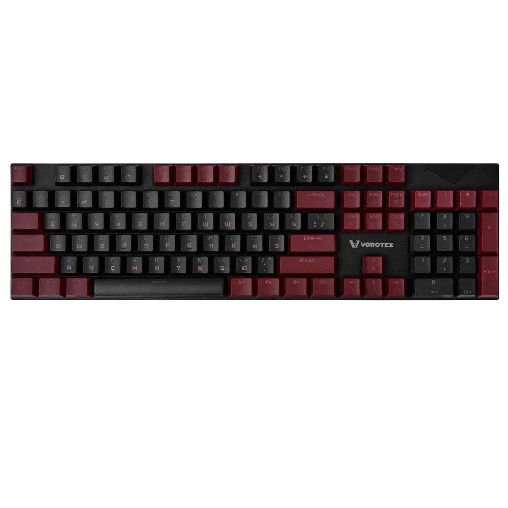 Клавиатура игровая проводная VOROTEX K104S Blue Switch, русская раскладка (Чёрный, бордовый)