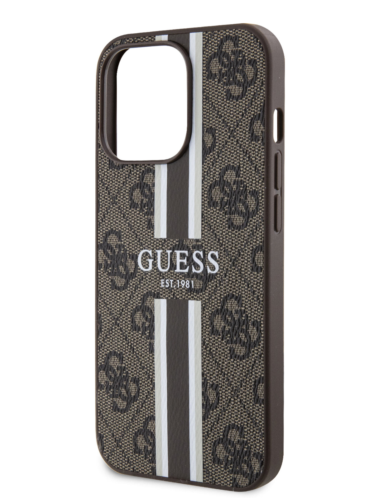 Guess для iPhone 13 Pro Max чехол MagSafe PU 4G Stripes Hard Brown