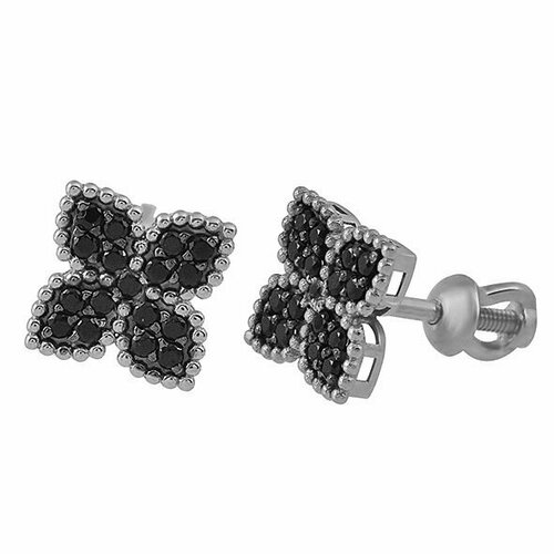 Серьги Золотая подкова, белое золото, 585 проба, фианит