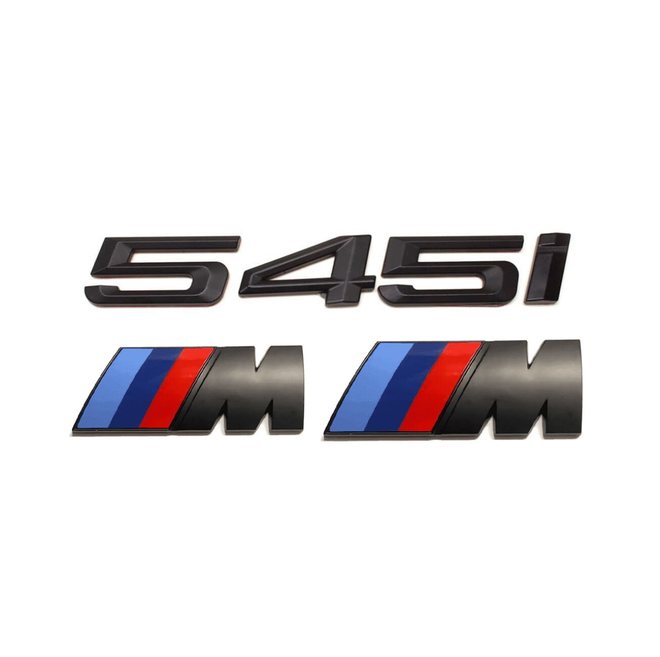 Комплект: шильдик на багажник 545 i для BMW 5 ой серии + 2 эмблемы на крыло M-performance черный мат
