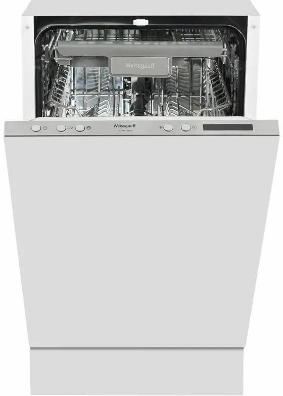 Встраиваемая посудомоечная машина WEISSGAUFF BDW 4138 D, узкая, ширина 44.8см, полновстраиваемая, загрузка 10 комплектов