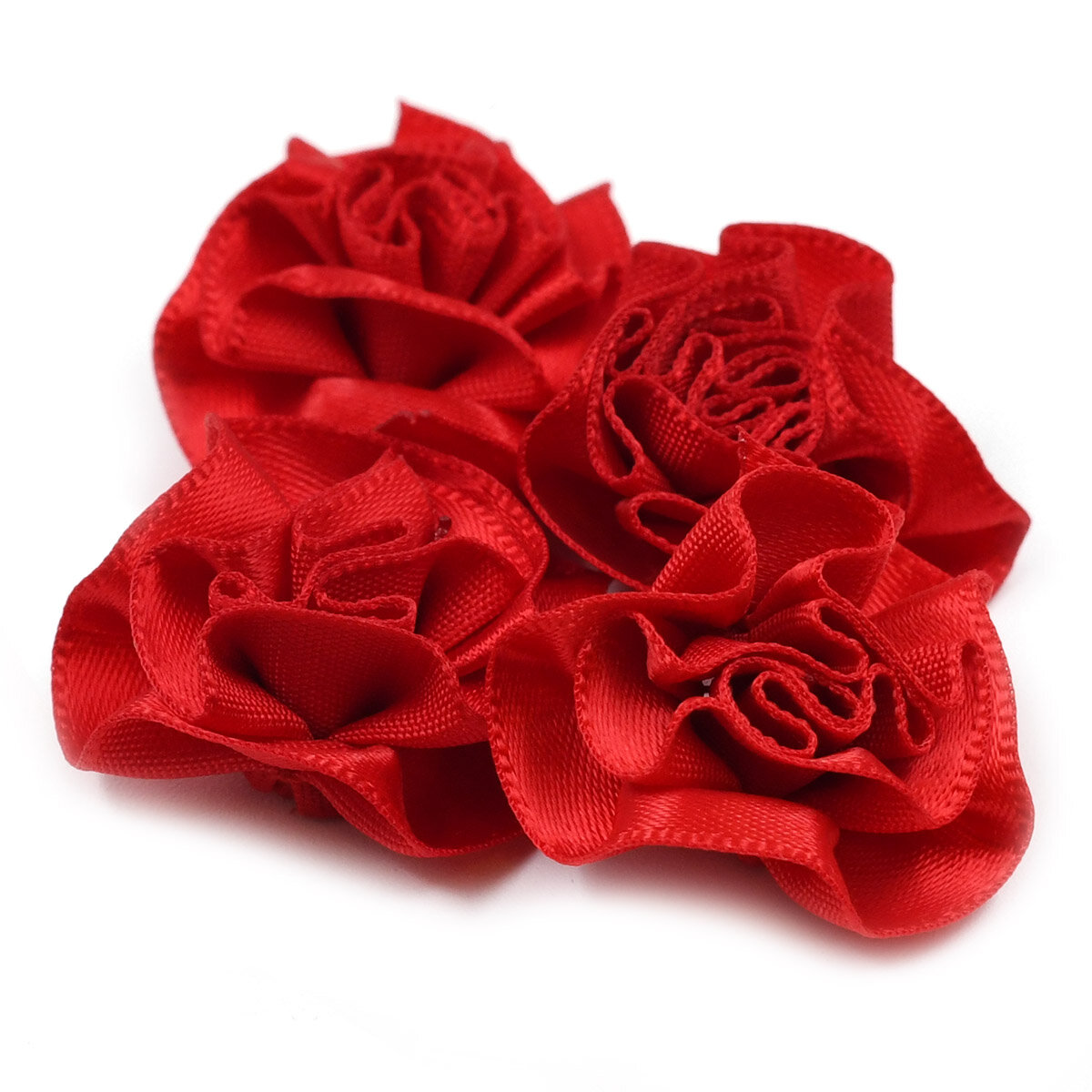 JY100028 Цветы текстильные декоративные, 2,5см. 4шт. (250 красный)