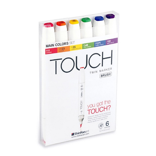 Набор маркеров Touch Brush, основные цвета, 6 цветов
