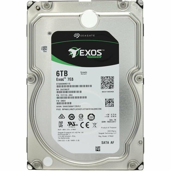 Жесткий диск Seagate 6Tb Exos 7E8 7.2К 3.5" SATA III (SATA3 - 6Gb/s) ST6000NM0105