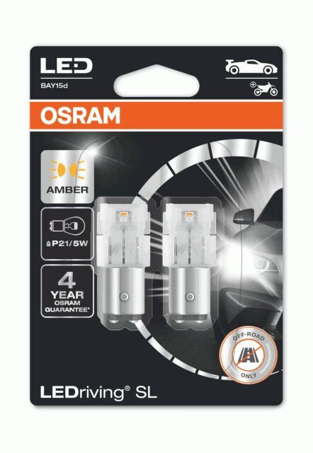 Лампа автомобильная светодиодная OSRAM LEDriving SL 7528DYP-02B P21/5W 12V 1.9W YELLOW BAY15d 2500K 2 шт.