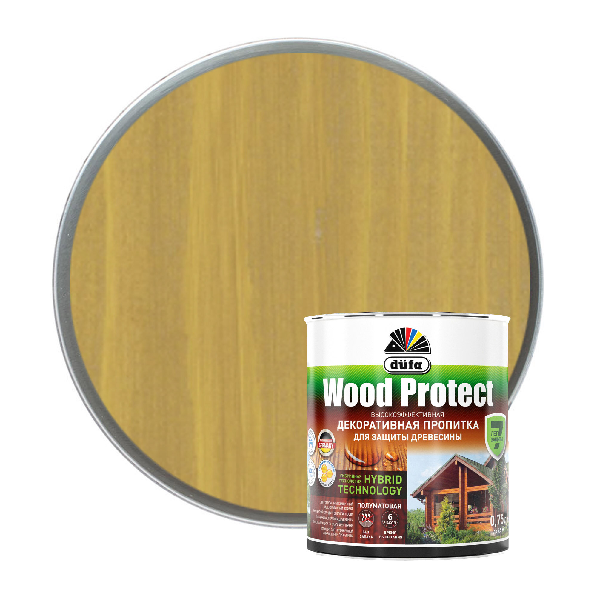 Пропитка декоративная для защиты древесины Dufa Wood Protect дуб 0,75 л.