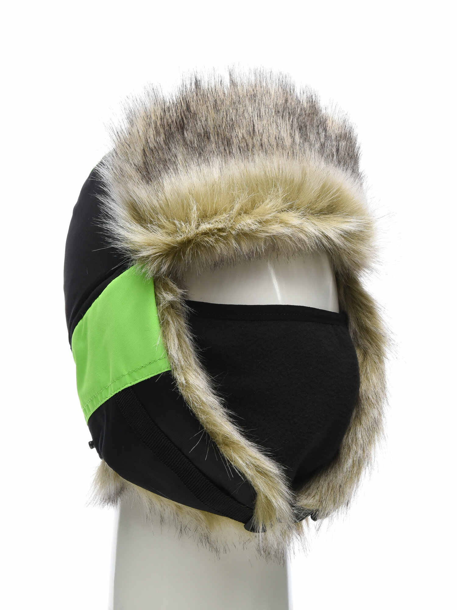 Шапка-ушанка зимняя Huntsman Elbrus а маской, для зимней рыбалки, охоты, повседневной носки, ткань Hit Membrane, с мехом, цвет черный (р.56-58)