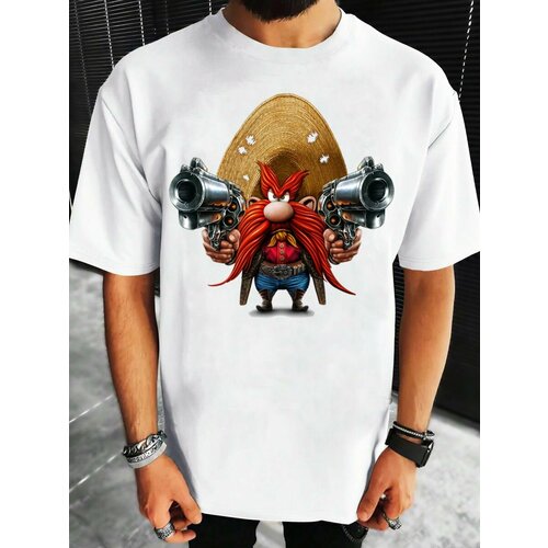 Футболка Romax Tex принт светящийся Ковбой, размер 46, белый