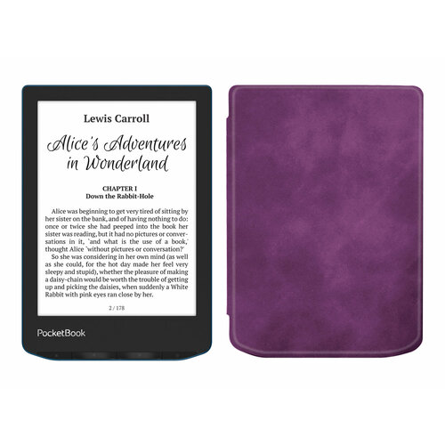 Электронная книга PocketBook 634 Verse Pro, синий с обложкой ReaderONE Purple