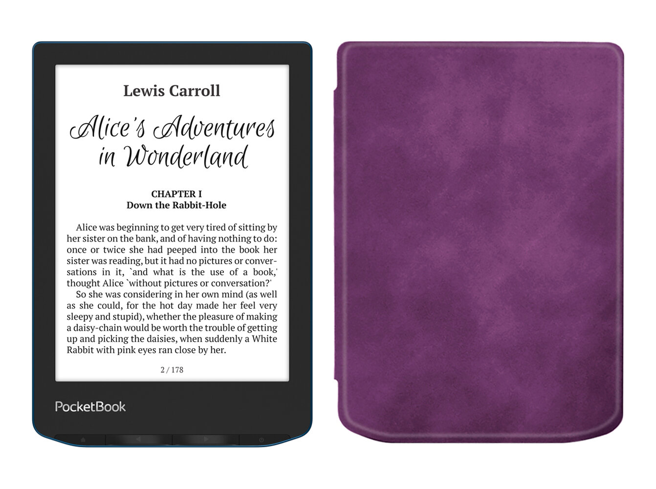 Электронная книга PocketBook 634 Verse Pro, синий с обложкой ReaderONE Purple