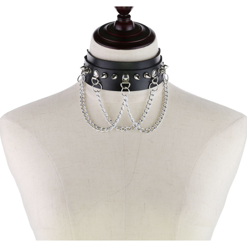 Чокер MyPads, черный женское черное ожерелье чокер в стиле панк из искусственной кожи с пряжкой в готическом стиле