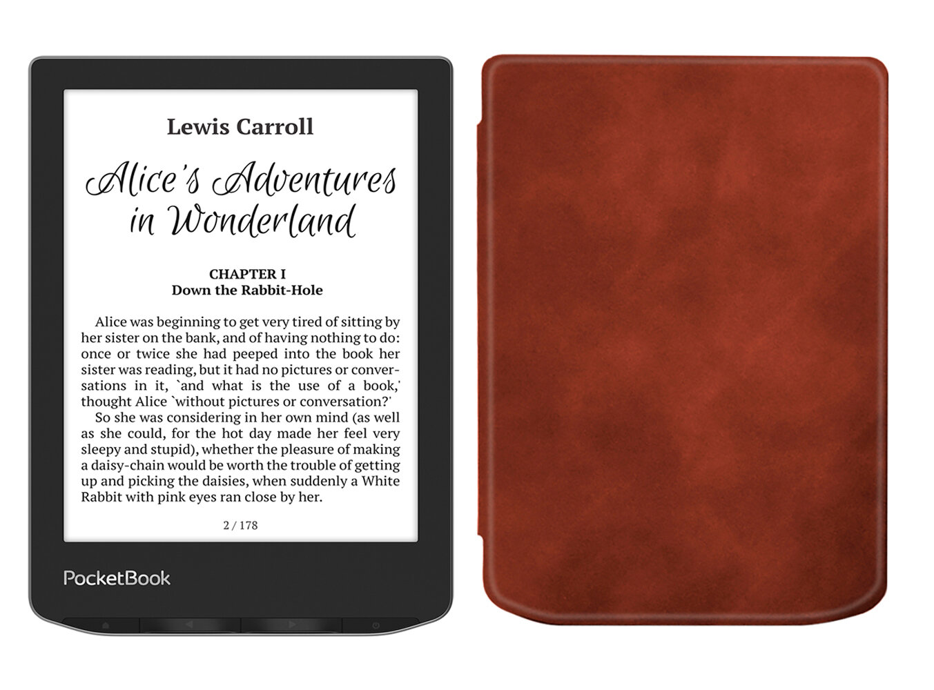 Электронная книга PocketBook 629 Verse серый с обложкой ReaderONE Brown