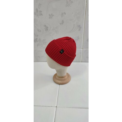 фото Шапка бини lastochka шапка хлопковая демисезонная бини тыковка осенняя цвет красный, размер 54-58, красный