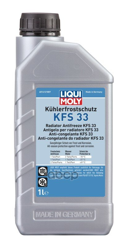 Антифриз-Концентрат Kfs 33 (1L) Для Всех Систем Охлаждения И Двигателей В Особенности Высоконагруженных Алюминиевых Двигател.