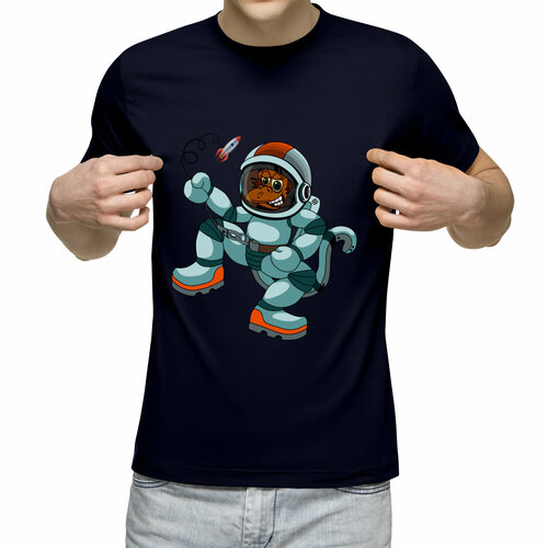 Футболка Us Basic, размер 2XL, синий мужская футболка обезянка космонавт 2xl белый
