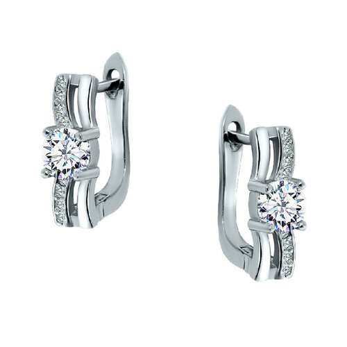 Серьги Fidelis, серебро, 925 проба, родирование, фианит, золотой