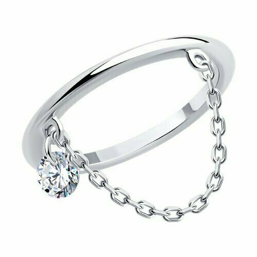 фото Кольцо diamant online, серебро, 925 проба, фианит, размер 18.5, бесцветный