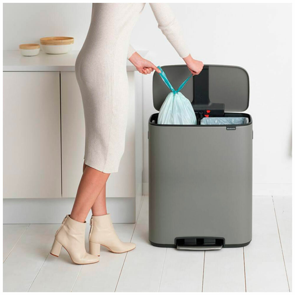 Мусорный бак с педалью 2 х 30 л Brabantia Pedal Bin Bo Минерально-серый - фото №17