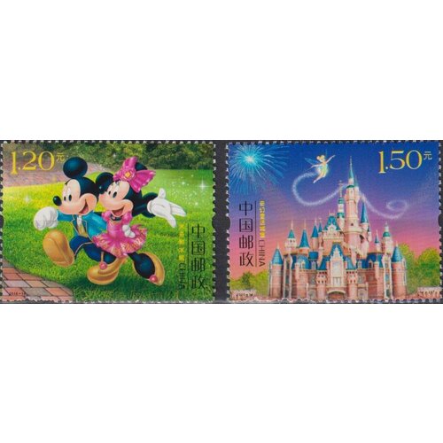 Почтовые марки Китай 2016г. Диснейленд в Шанхае Мультипликация MNH