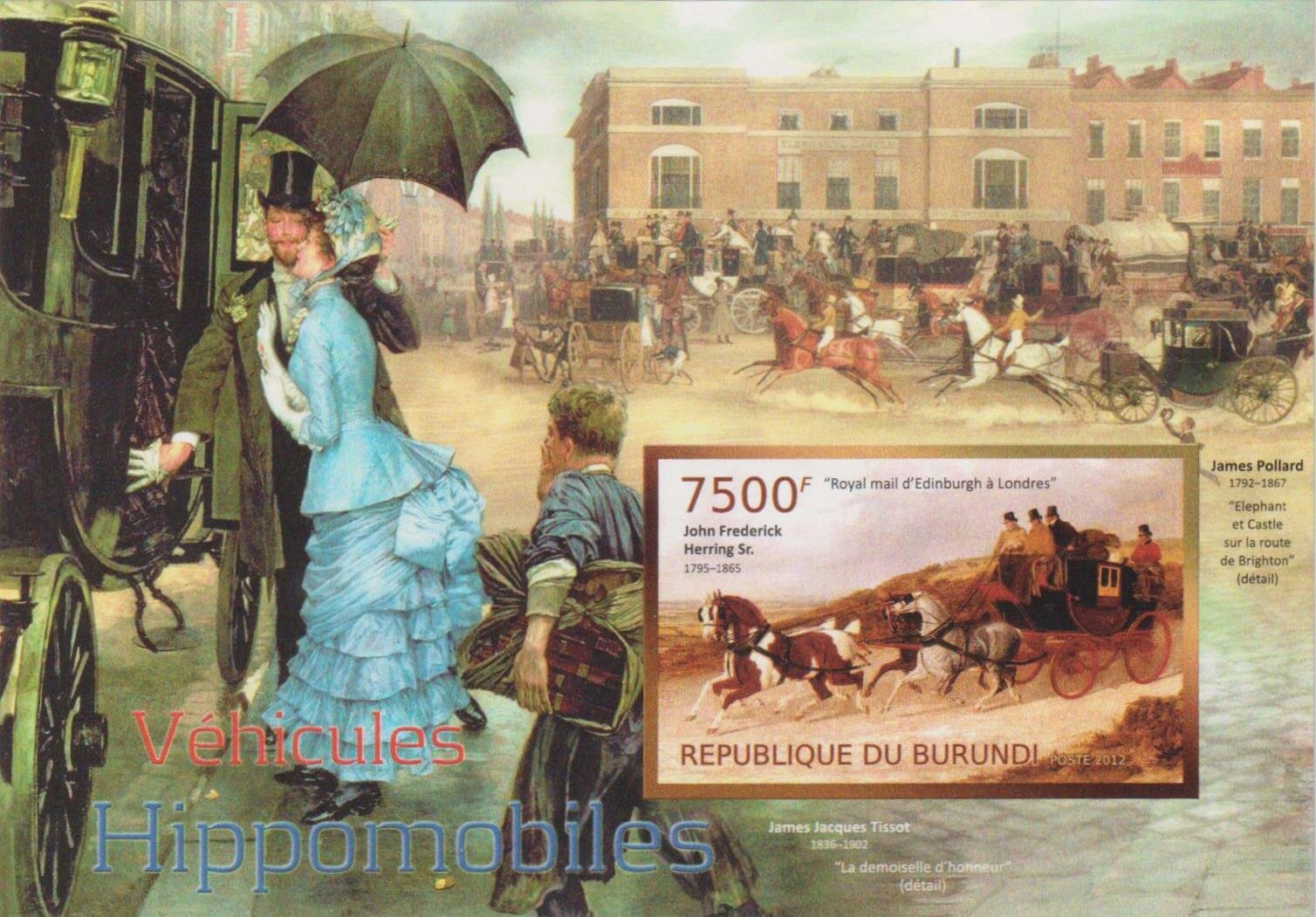 Почтовые марки Бурунди 2012г. "Транспорт - Перевозки" Повозки, Кареты MNH