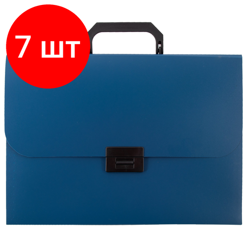 Комплект 7 шт, Портфель пластиковый STAFF А4 (330х235х36 мм), 13 отделений, индексные ярлыки, синий, 229244