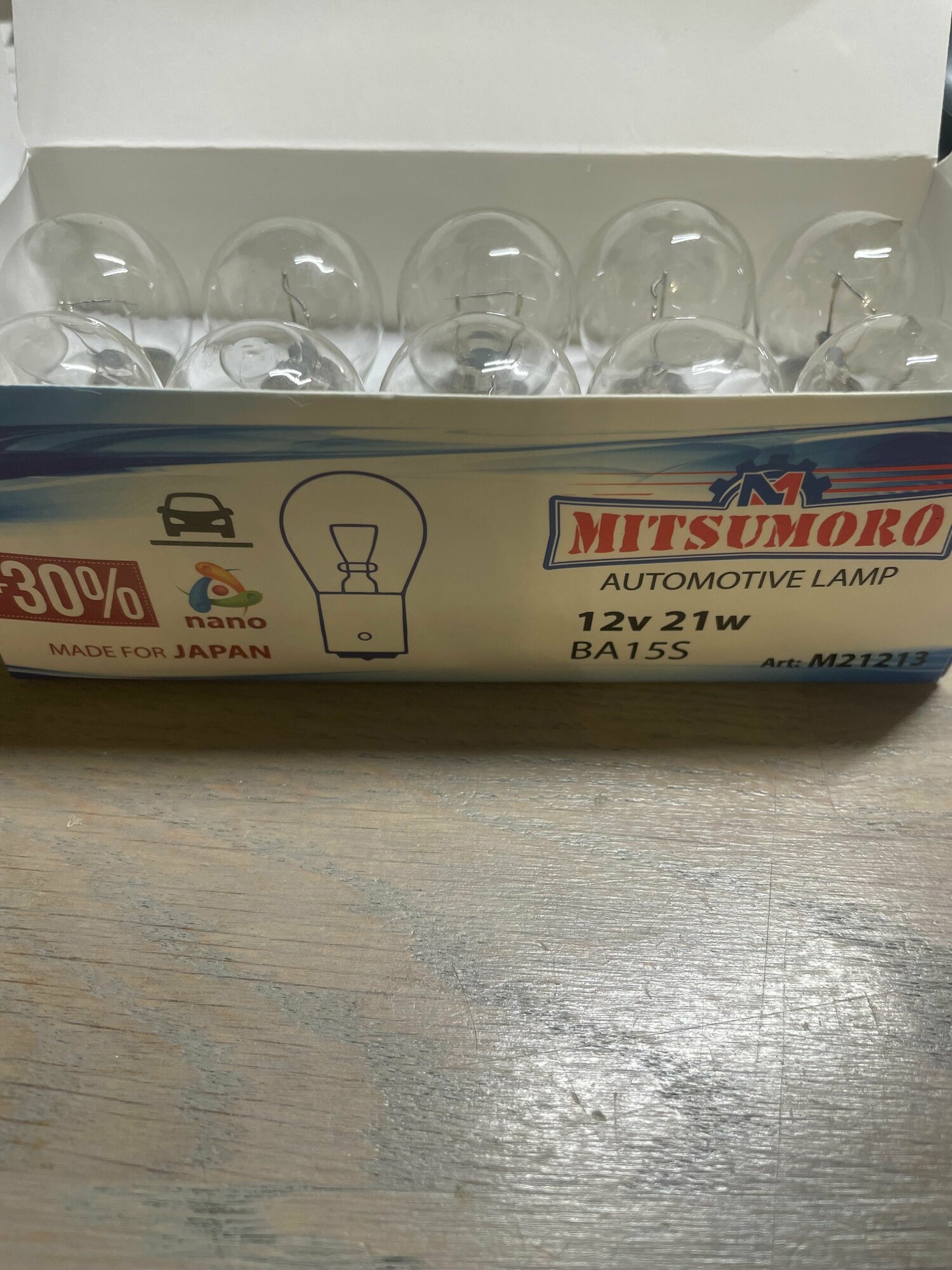 Лампа MITSUMORO 12V 21W BA15S (коробка 10 шт)