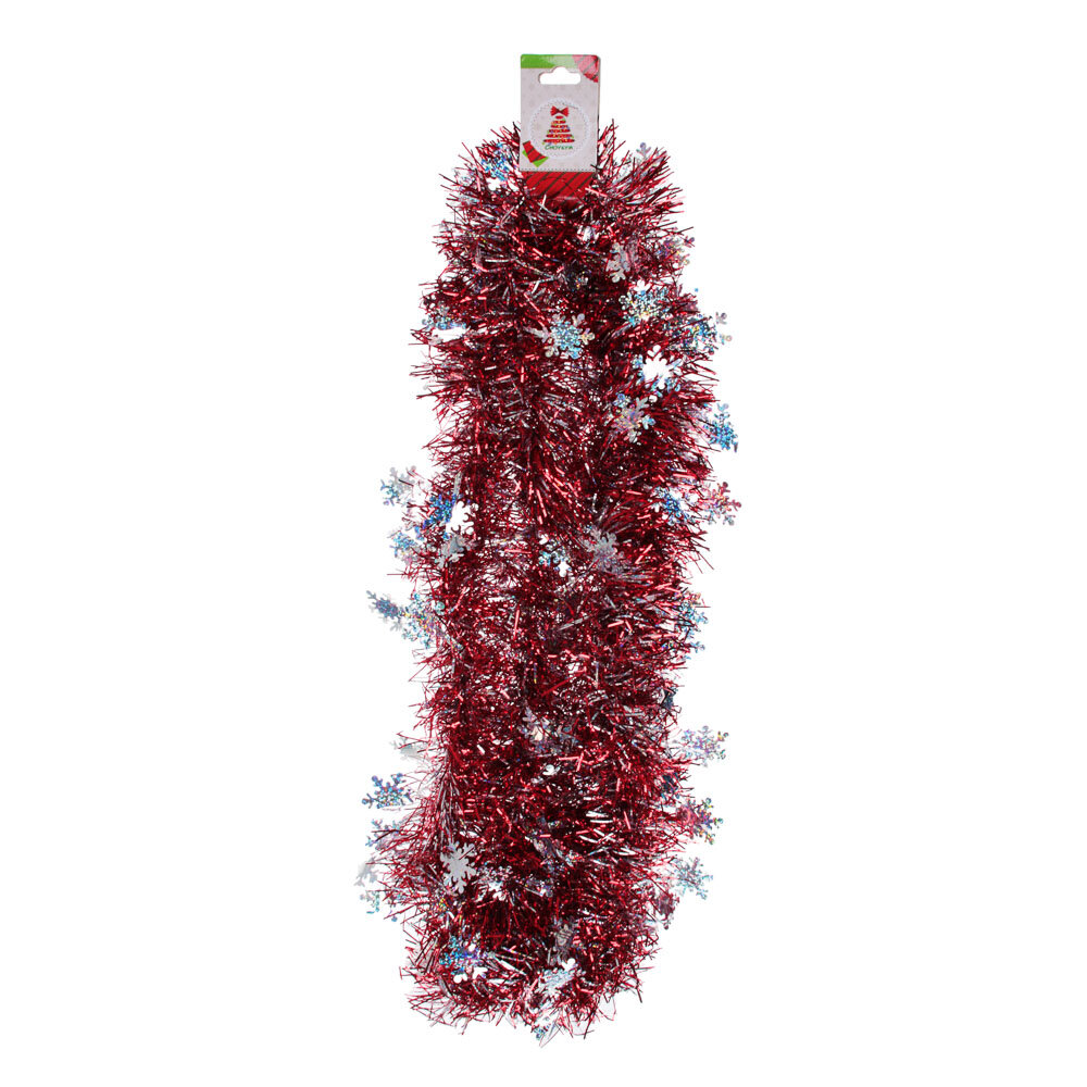 фото Мишура с белыми снежинками 9х200см, 1 шт, сноу БУМ 377-451