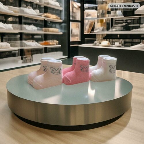 фото Носки defne baby 3 пары, размер 0-6 месяцев, розовый