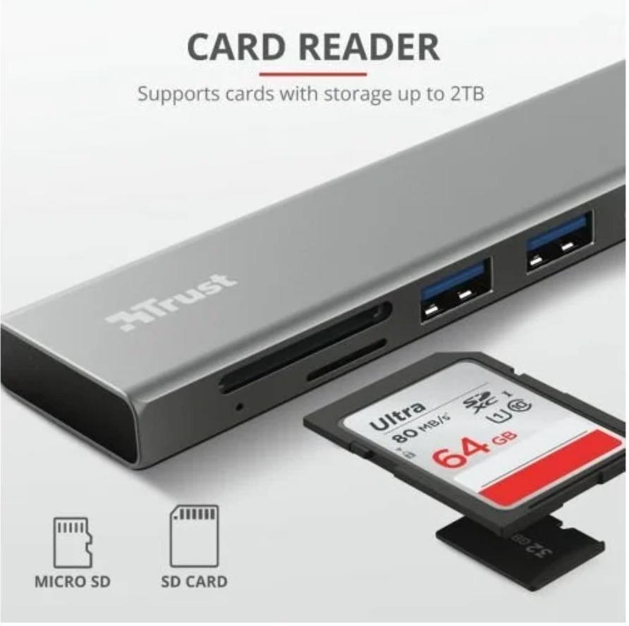 USB-хаб и картридер Trust 24191 Halyx Fast USB-C — фото 20