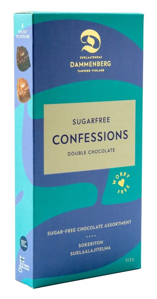 Шоколадные конфеты ассорти Dammenberg Sugarfree Confessions Double Chocolate 112 гр (Финляндия)