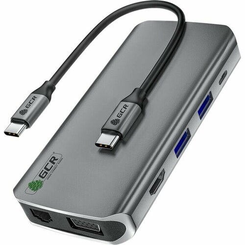 Адаптер-переходник Greenconnect Type C/RJ45+HDMI+VGA+USB3.0+Type C+Card Reader (GCR-VHUSDA45) аудиоинтерфейс m audio air hub