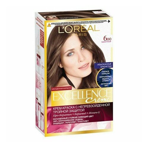 Крем-краска для волос L'Oreal Paris Excellence creme 6.00 Темно-русый, 240мл крем краска l oreal paris excellence creme стойкая для волос 5 02 обольстительный каштан