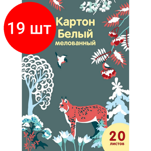 Комплект 19 штук, Картон белый №1School, 20л , А4, Живая природа, мелов