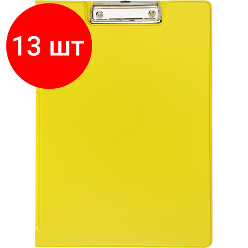 Комплект 13 штук, Папка-планшет с зажимом и крышкой Attache Bright colours A4 желтый