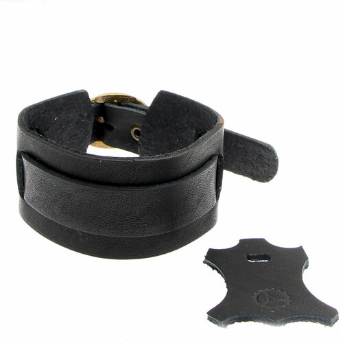 Браслет CosplaYcitY Натуральный кожаный браслет на руку 15 - 19 см, кожа, размер 17 см, размер M, черный браслет черный