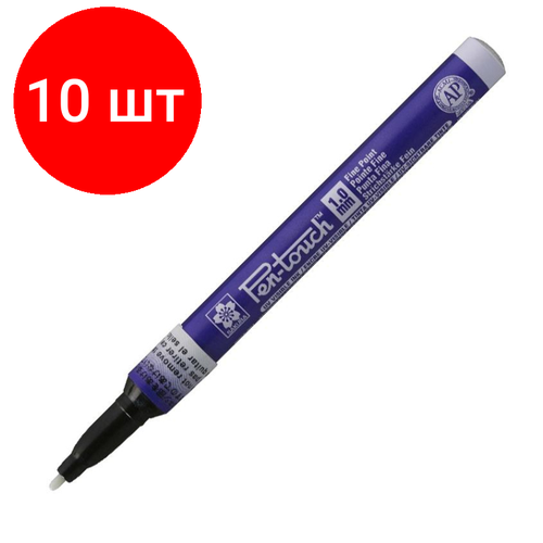 Комплект 10 штук, Маркер лаковый Sakura Pen-Touch 1 мм голубой XPMKAUV336 комплект 6 штук маркер лаковый sakura pen touch 1 мм голубой xpmkauv336