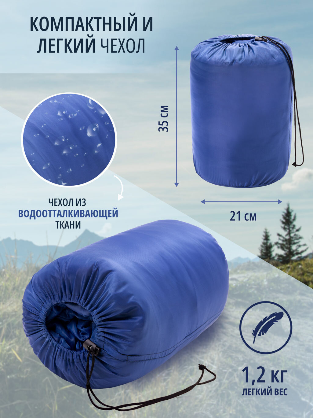 Спальный мешок (спальник туристический) Saimaa Comfort 200 (200см) синий
