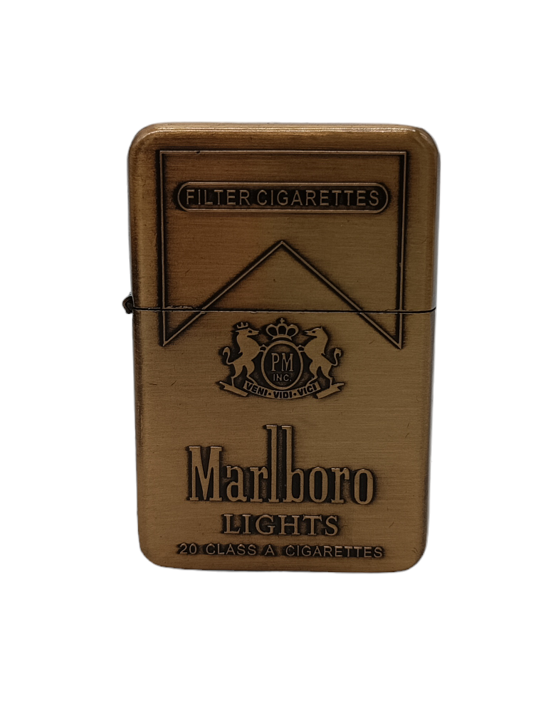 Зажигалка газовая в подарочной коробке Marlboro цвет бронза - фотография № 3