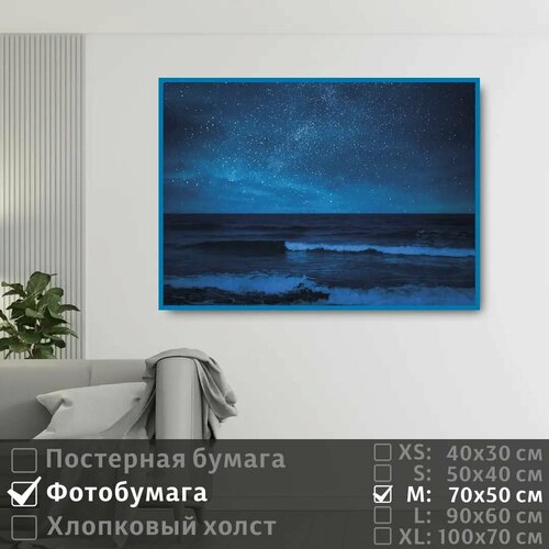 фото Постер на фотобумаге звездное небо над океаном 70х50 см полицентр