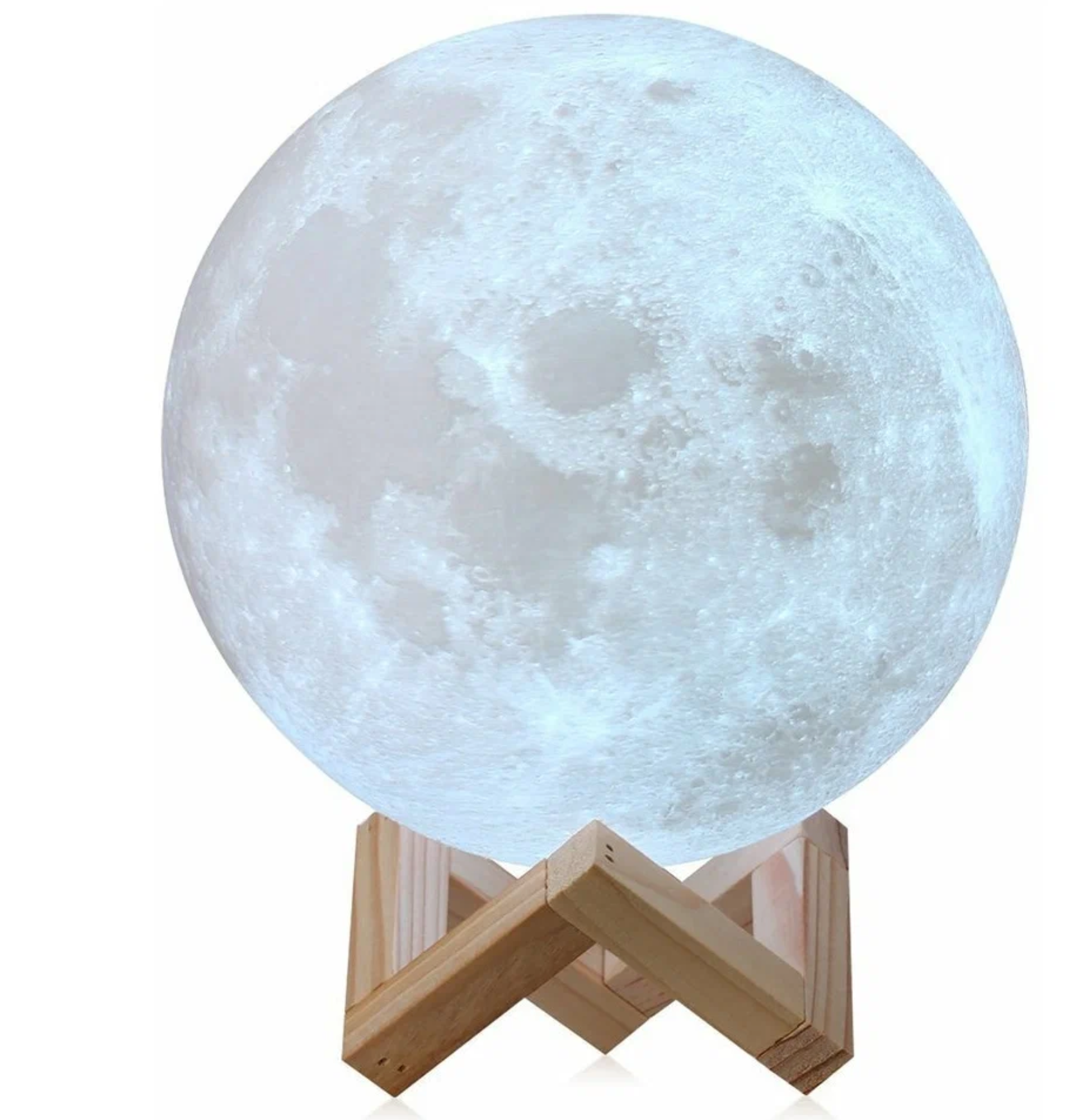 Ночной светильник-шар Луна с пультом управления на деревянной подставке. 15 см. Беспроводной ночной светильник, светильник Ночник-светильник с сенсорным управлением6 цветов освещения