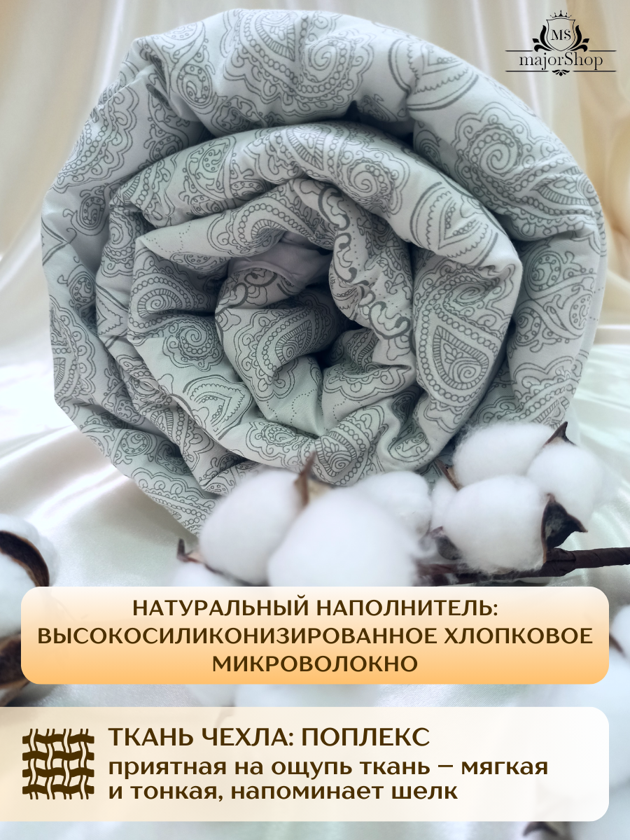 Двуспальное одеяло 175х205, Облегченное, Хлопок - фотография № 6