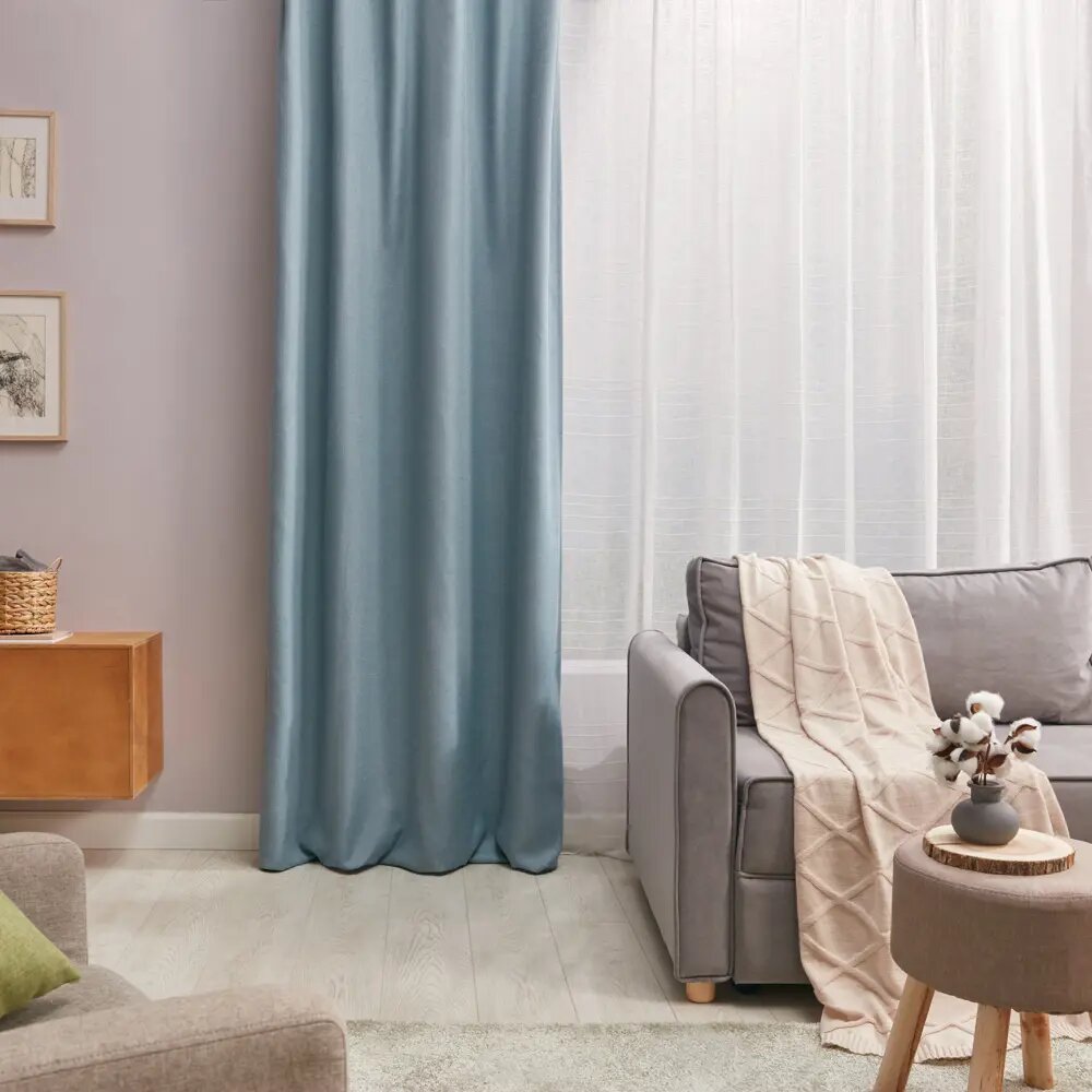 Штора на ленте Inspire Lidia 140X280 см цвет синий Agata 3