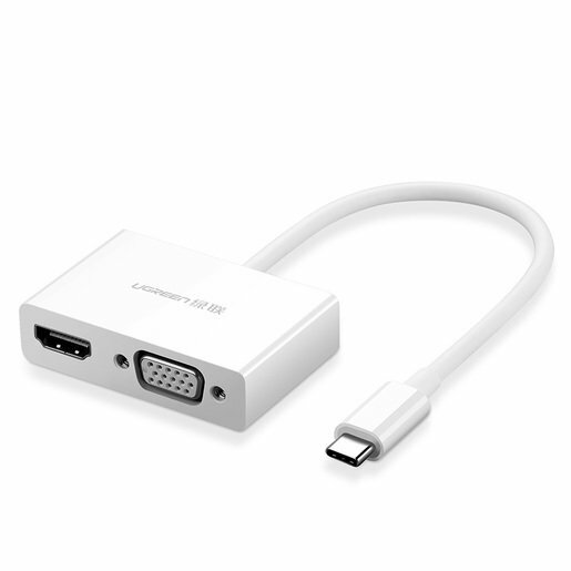 Адаптер UGREEN MM123 (30843) USB Type C to HDMI + VGA Converter. Цвет: белый