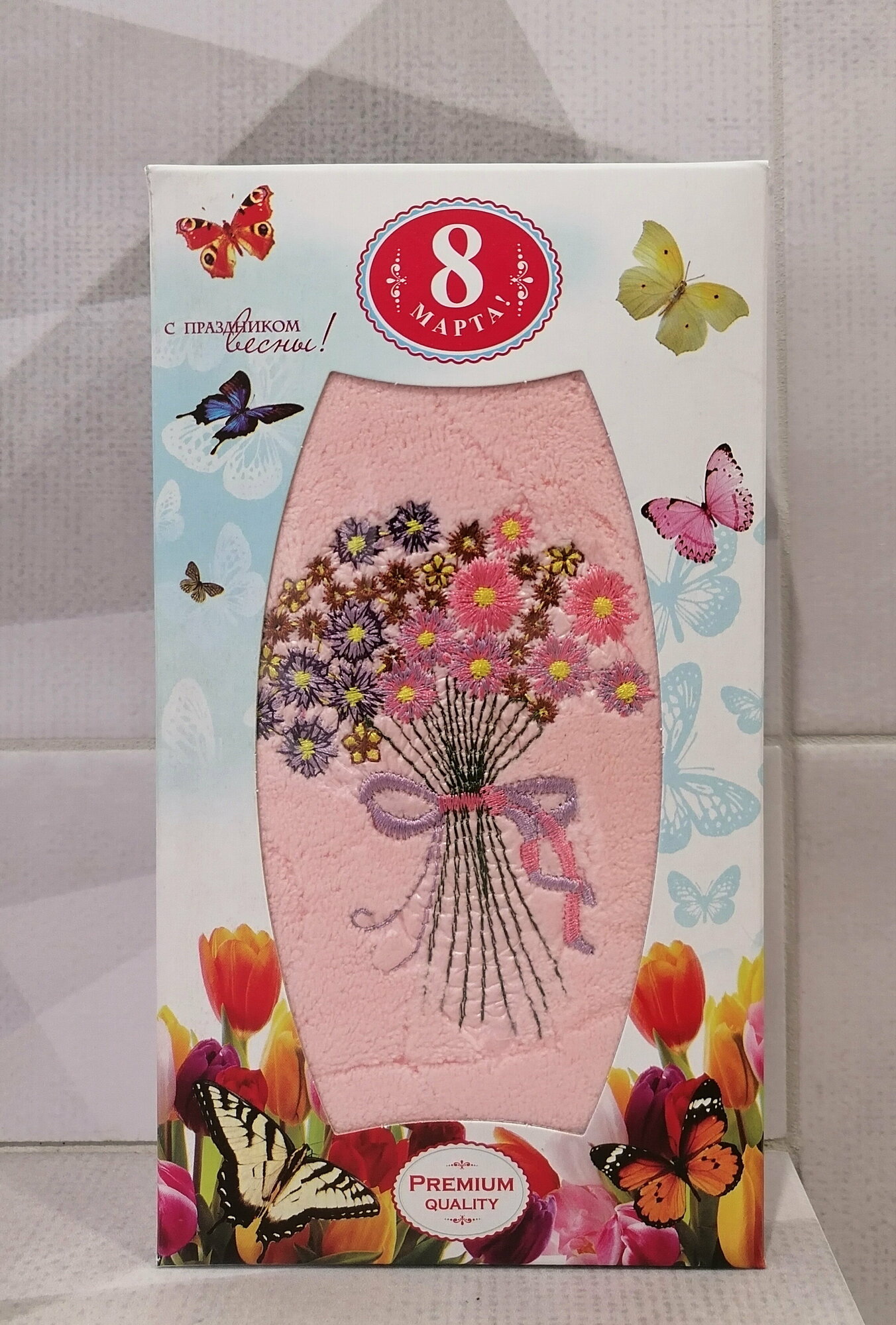 Полотенце "Цветы" 35х75 в подарочной коробке - фотография № 2